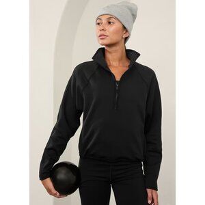 Athleta L Altitude Half Zip Sweatshirt Womens Large Black Fleece Lined